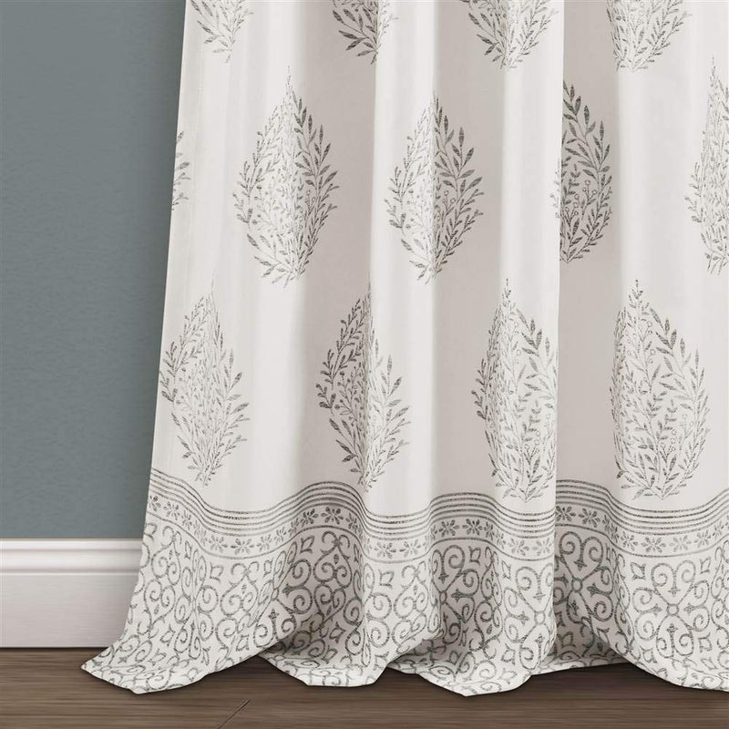 Lush Decor, Gray Teardrop Leaf Curtains Light Filtering Window Panel Set for Living, Dining, Bedroom (Pair), 52" W x 95" L - Image 3